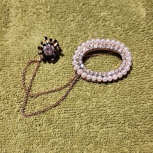 Vintage Sweater/Shirt Brooch With Chain Pin